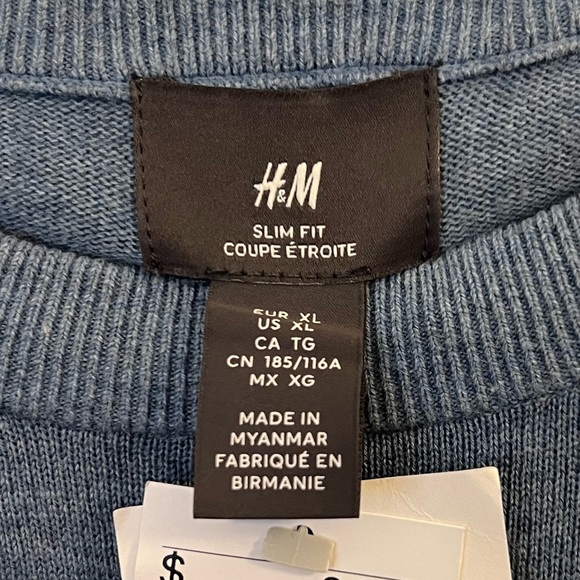 H&M Blue Knit Cotton Light Pull Over Sweater | XL - Picture 4 of 5